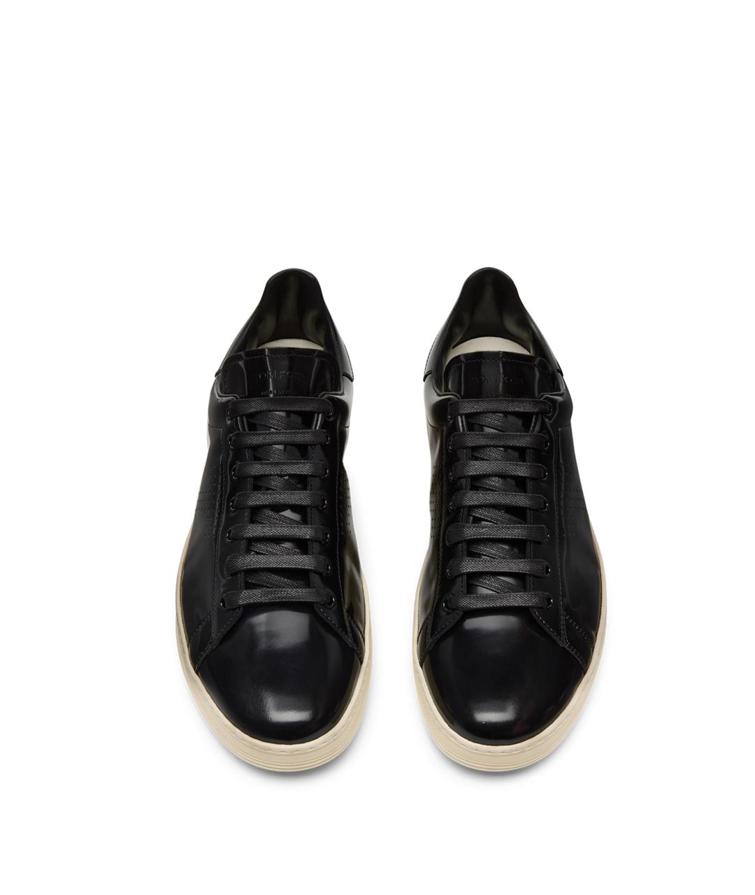 TOM FORD Черные кожаные низкие кроссовки / кеды, фото 3