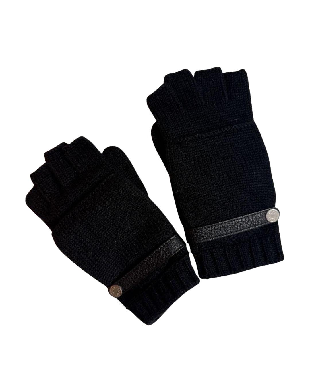 HERMES Черные кашемировые варежки, фото 1