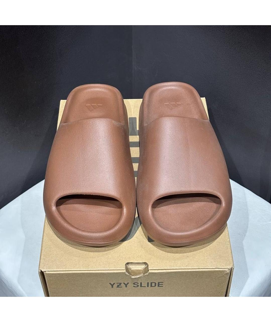 ADIDAS YEEZY Коричневые шлепанцы, фото 3