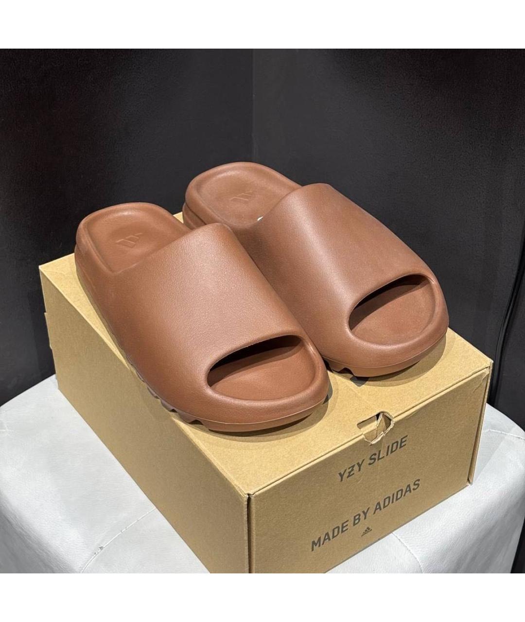 ADIDAS YEEZY Коричневые шлепанцы, фото 2