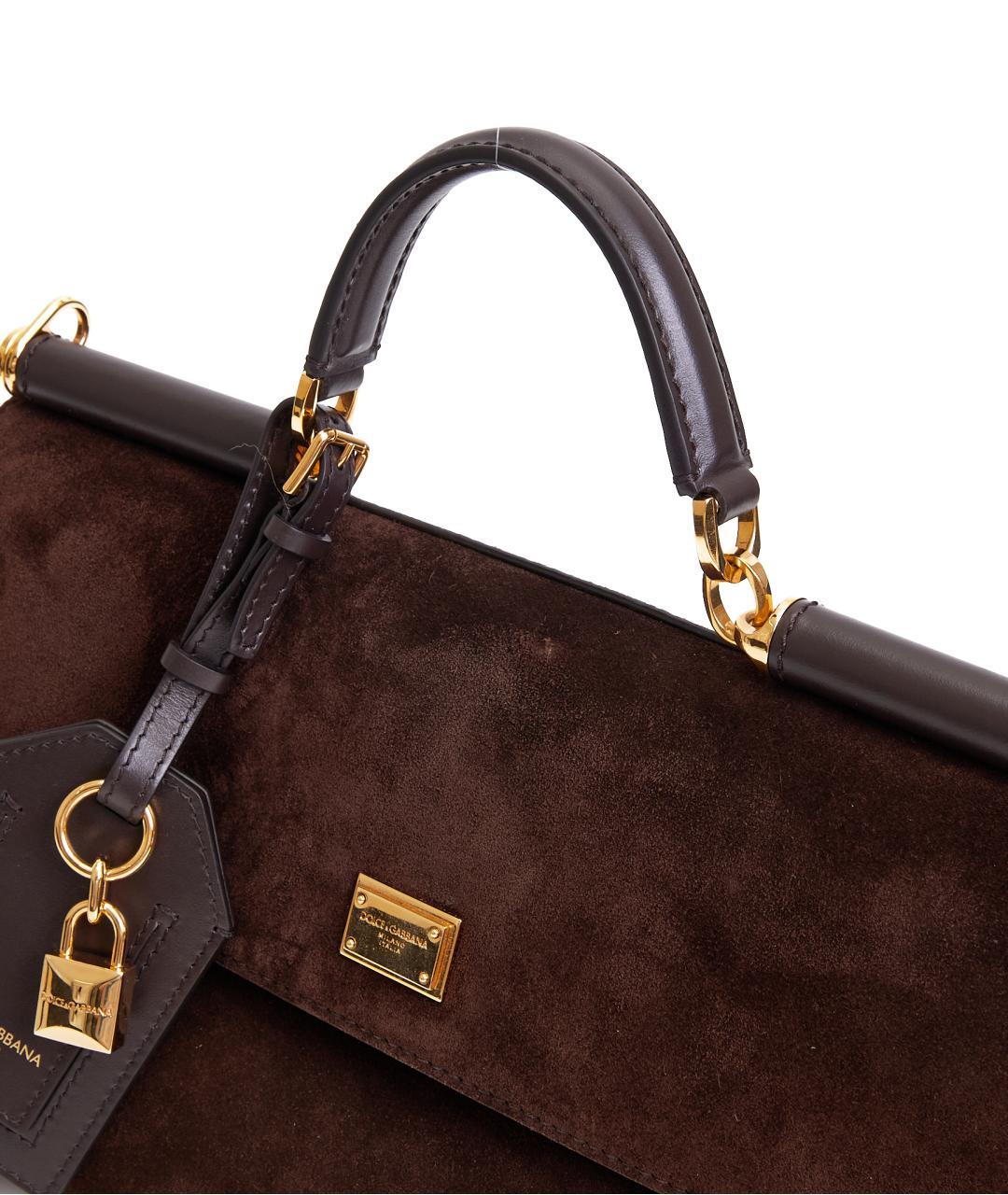 DOLCE&GABBANA Коричневая замшевая сумка тоут, фото 4