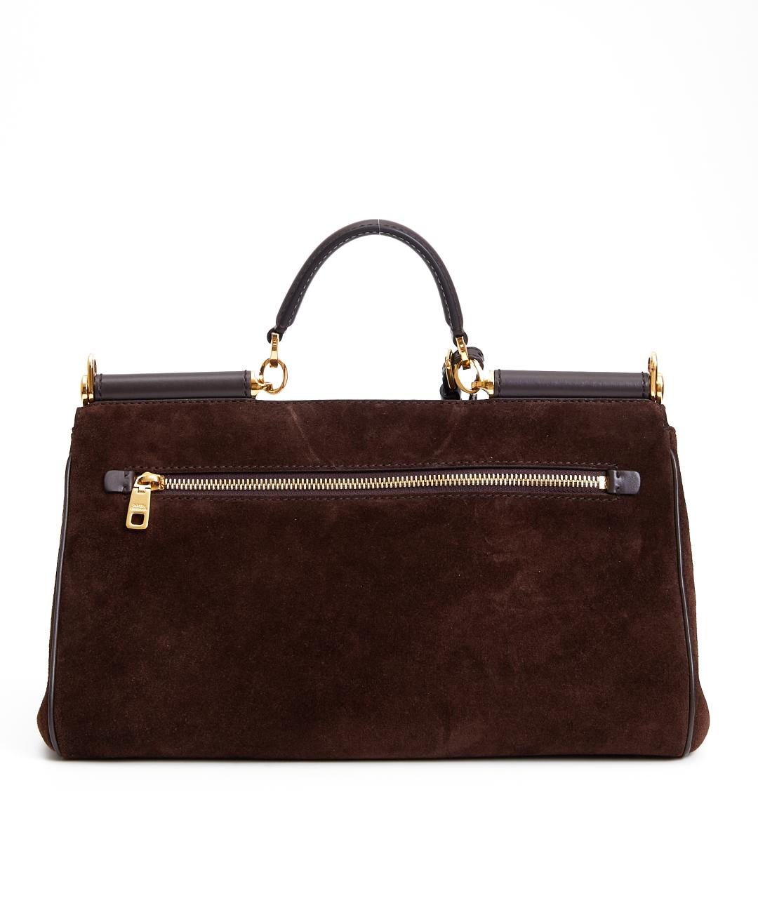 DOLCE&GABBANA Коричневая замшевая сумка тоут, фото 3