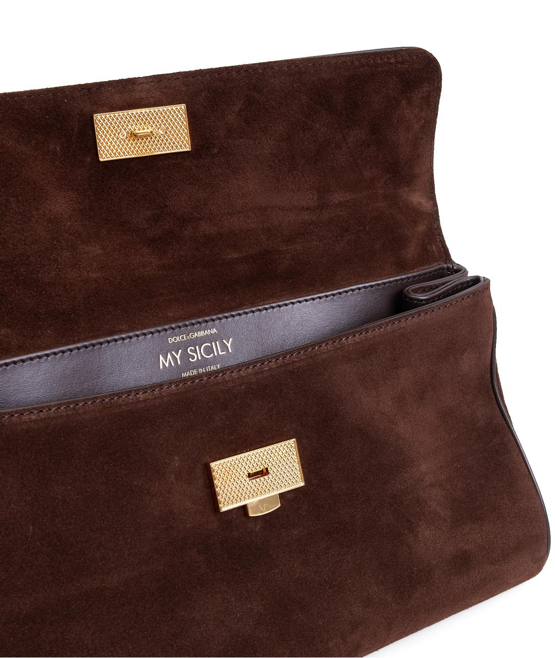 DOLCE&GABBANA Коричневая замшевая сумка тоут, фото 8