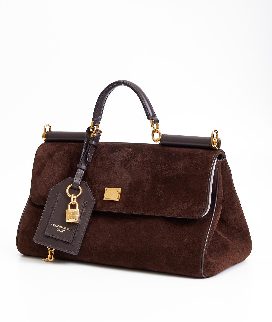 DOLCE&GABBANA Коричневая замшевая сумка тоут, фото 2
