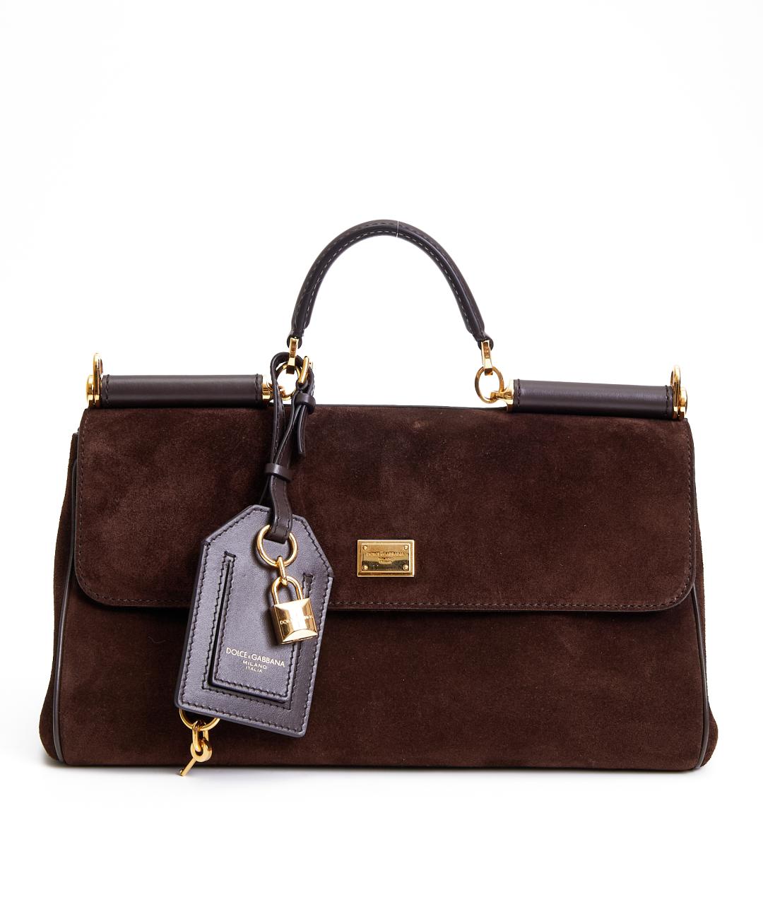 DOLCE&GABBANA Коричневая замшевая сумка тоут, фото 1