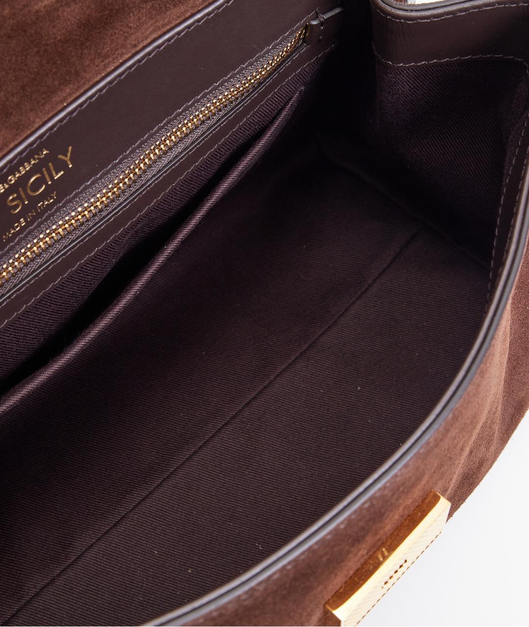 DOLCE&GABBANA Коричневая замшевая сумка тоут, фото 7