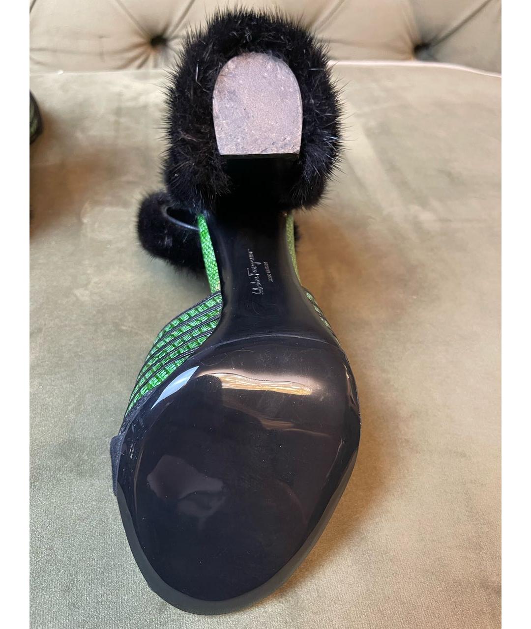 FERRAGAMO Зеленые кожаные босоножки, фото 5