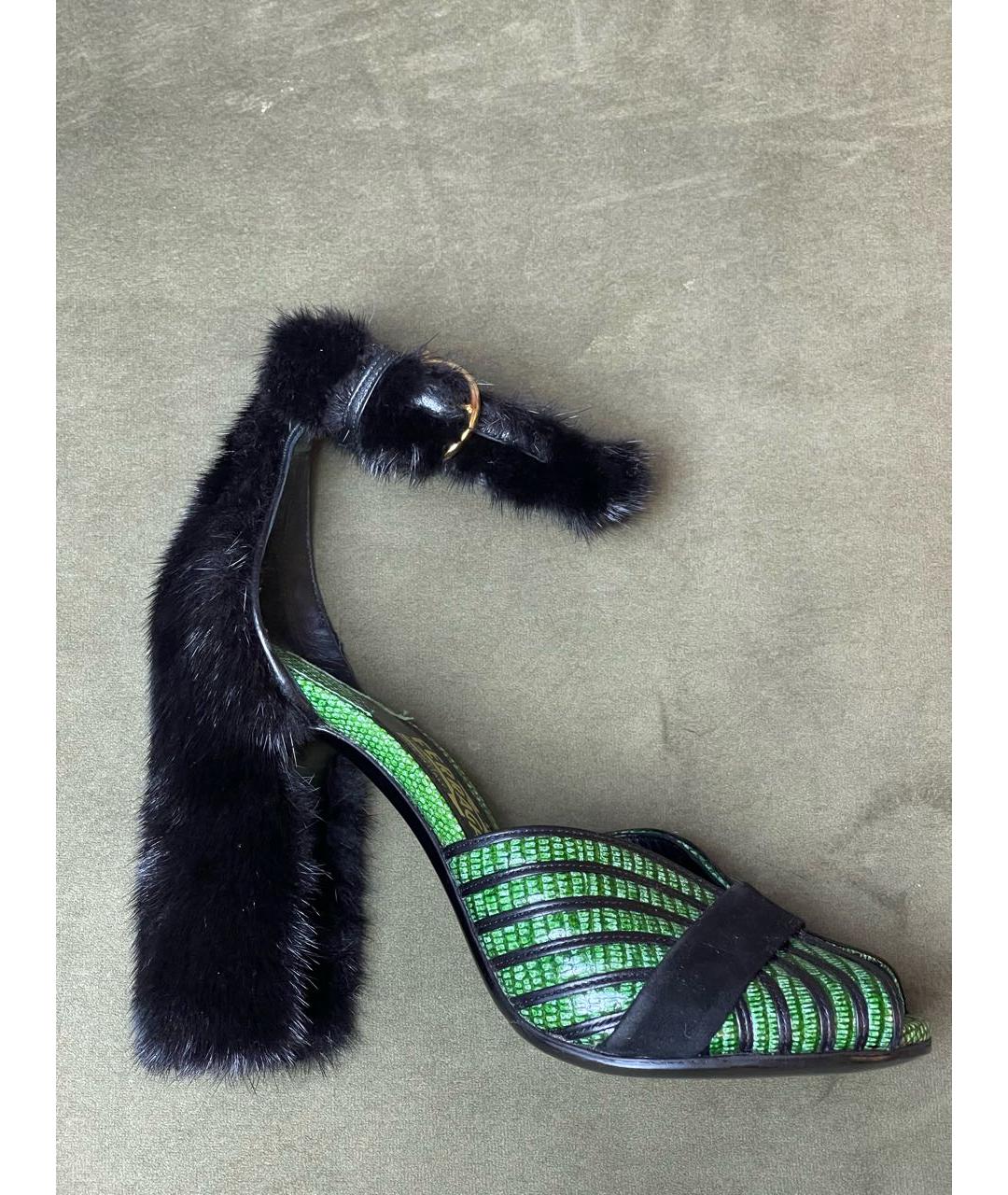 FERRAGAMO Зеленые кожаные босоножки, фото 8