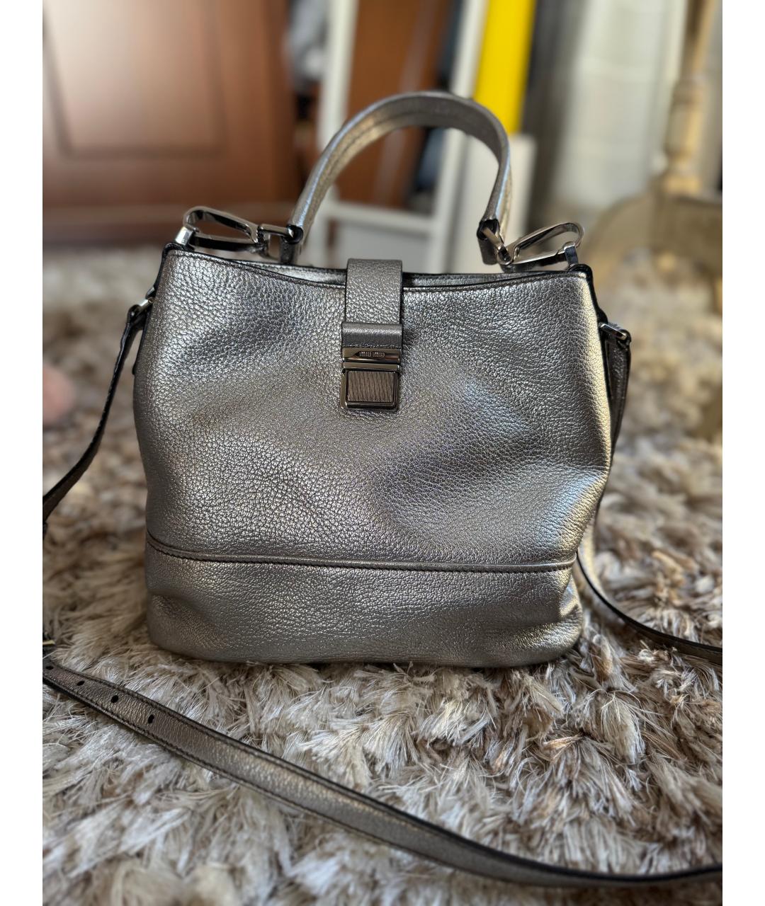 MIU MIU Серебряная кожаная сумка через плечо, фото 8