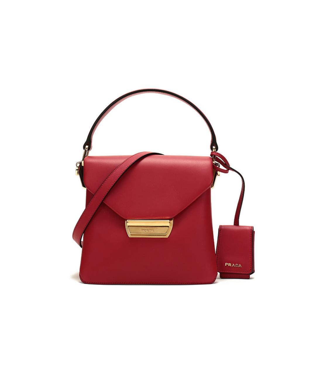 PRADA Красная кожаная сумка с короткими ручками, фото 1