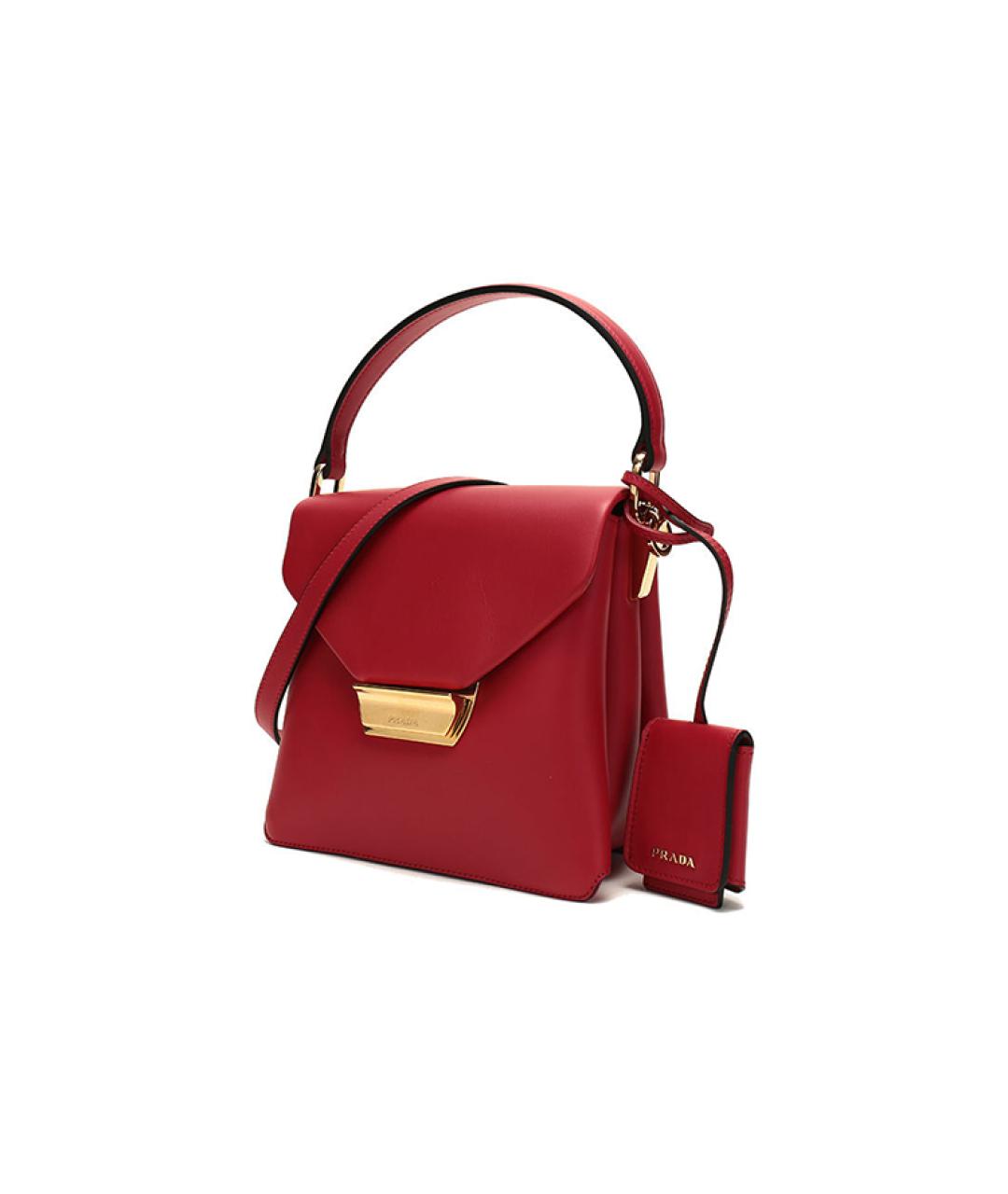 PRADA Красная кожаная сумка с короткими ручками, фото 3