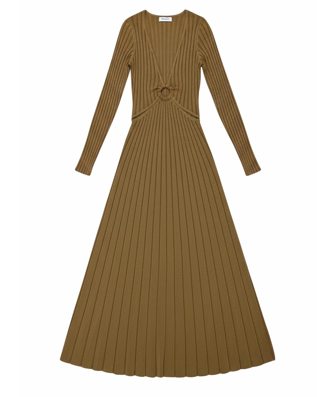 SANDRO Хаки вискозное повседневное платье, фото 1