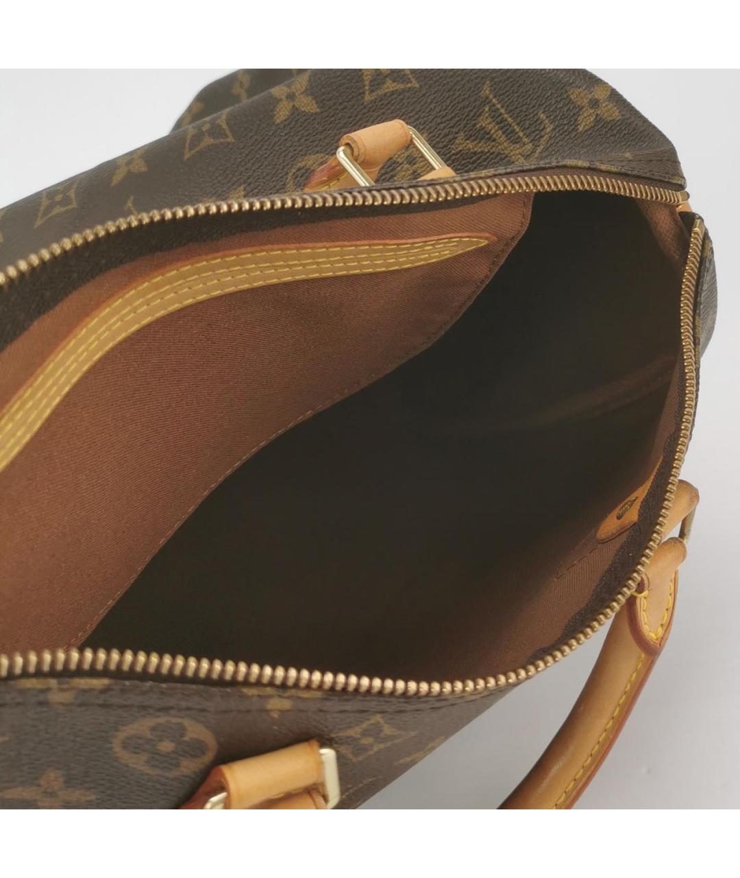 LOUIS VUITTON Коричневая кожаная сумка с короткими ручками, фото 5