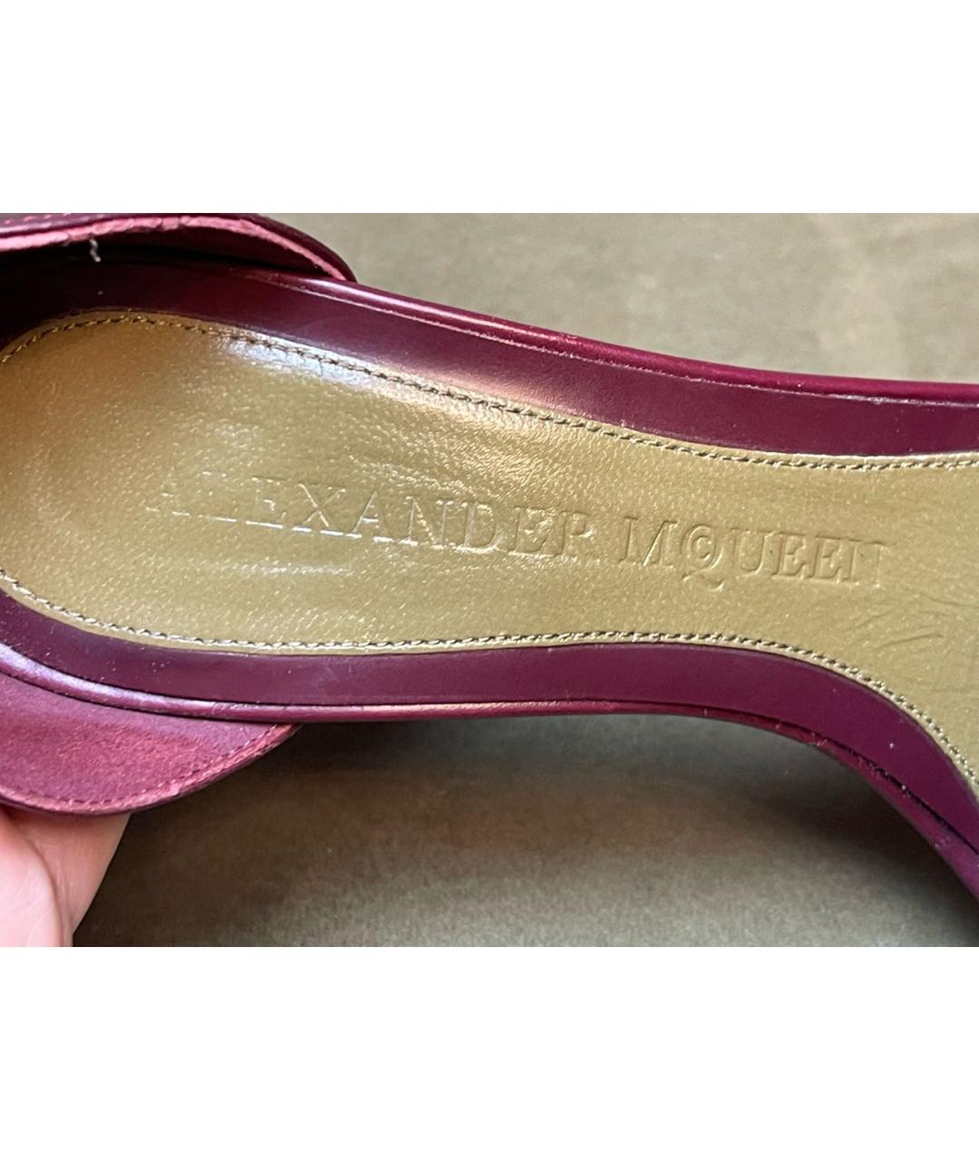 MCQ ALEXANDER MCQUEEN Бордовые кожаные босоножки, фото 6