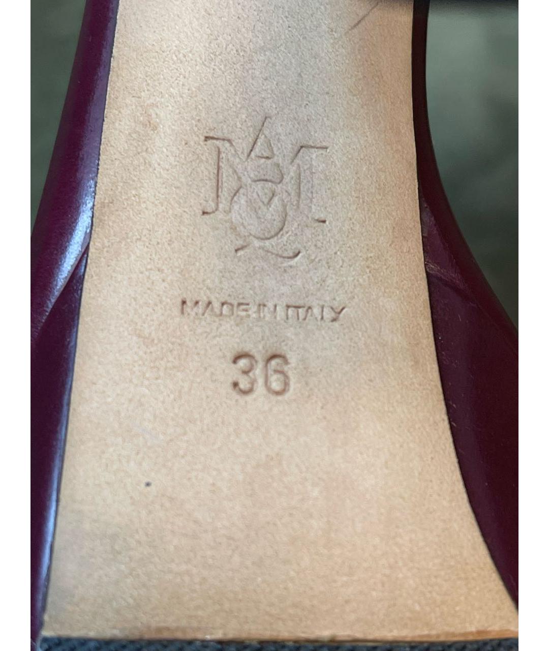 MCQ ALEXANDER MCQUEEN Бордовые кожаные босоножки, фото 5