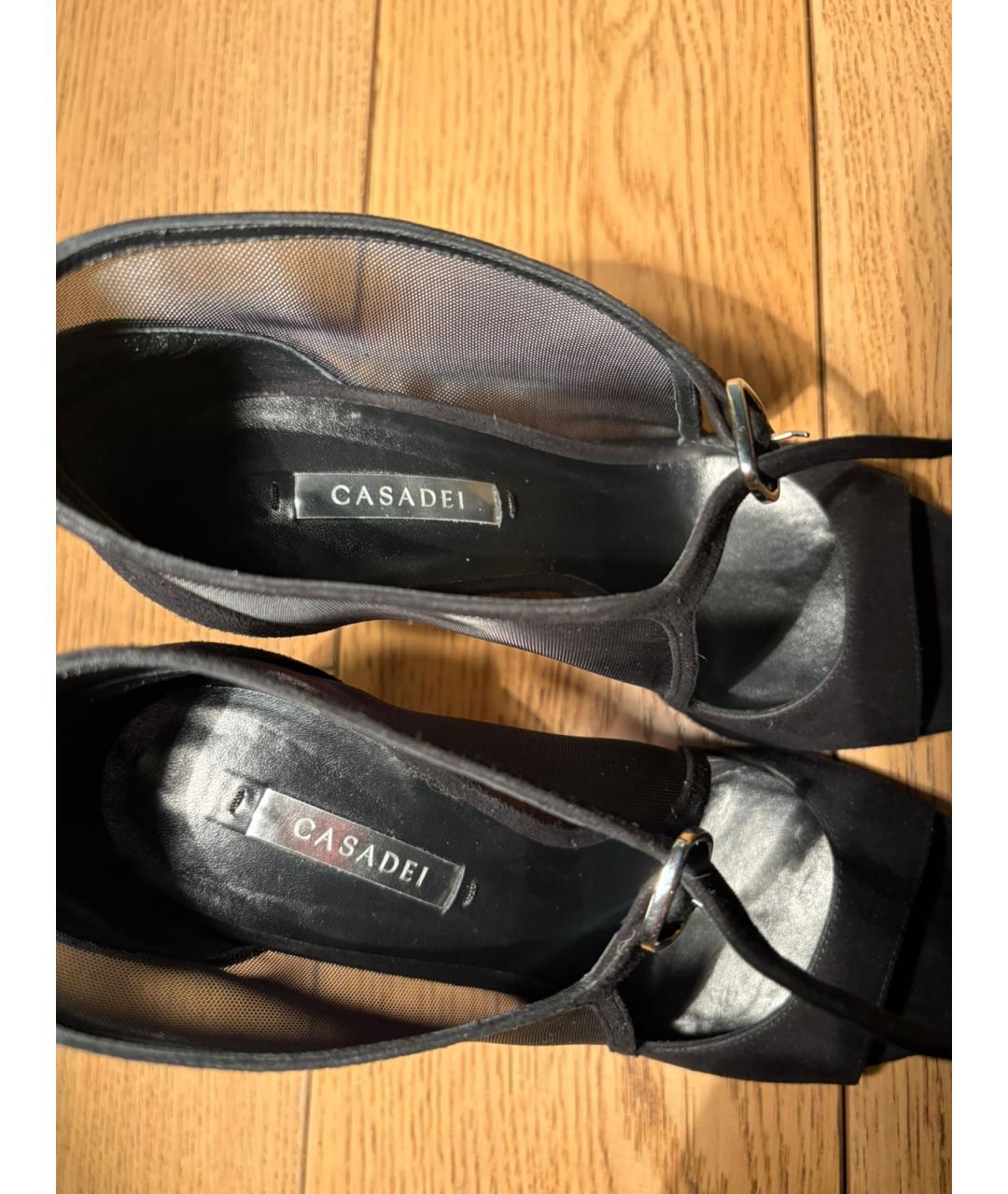 CASADEI Черные текстильные босоножки, фото 3