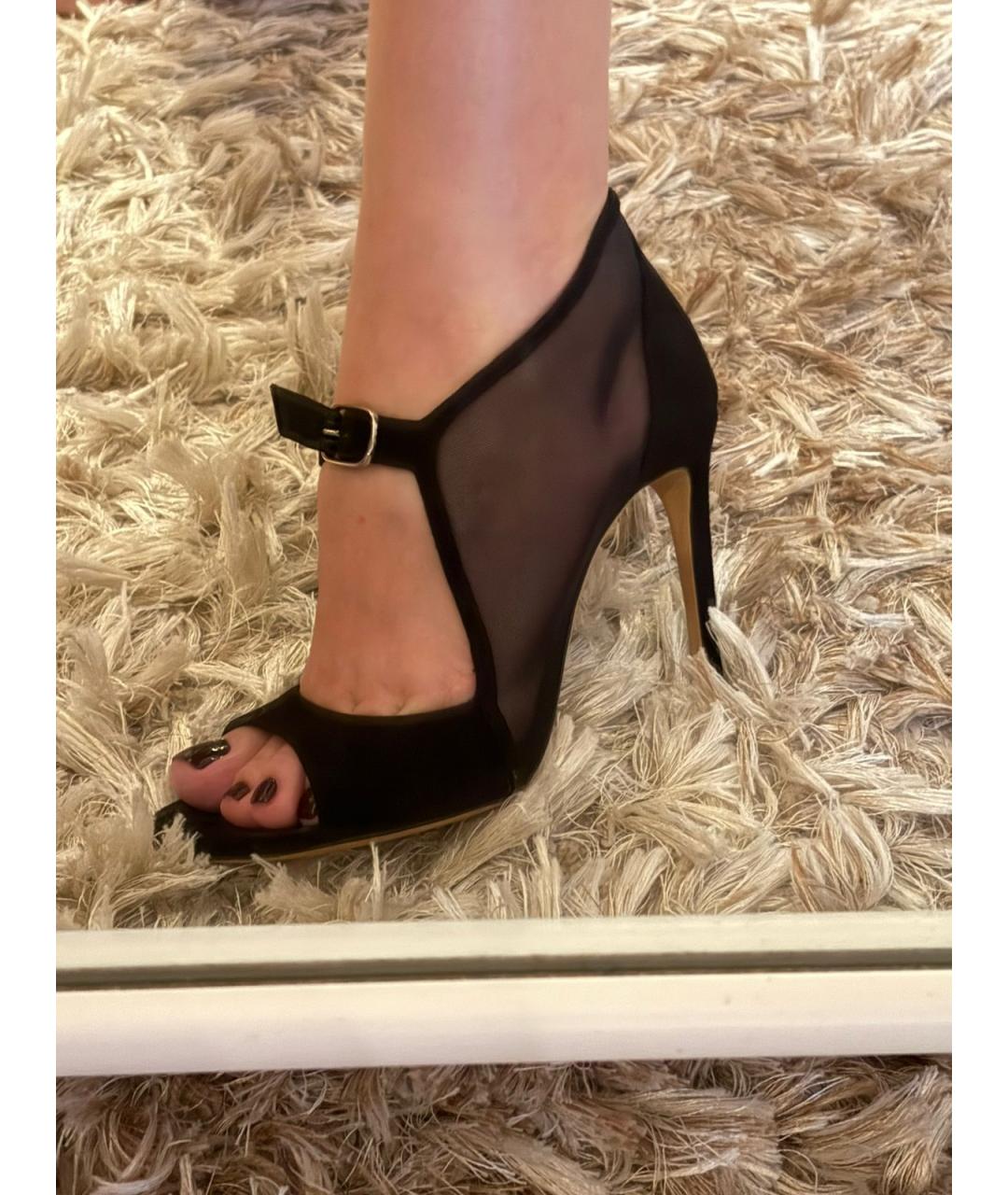 CASADEI Черные текстильные босоножки, фото 6