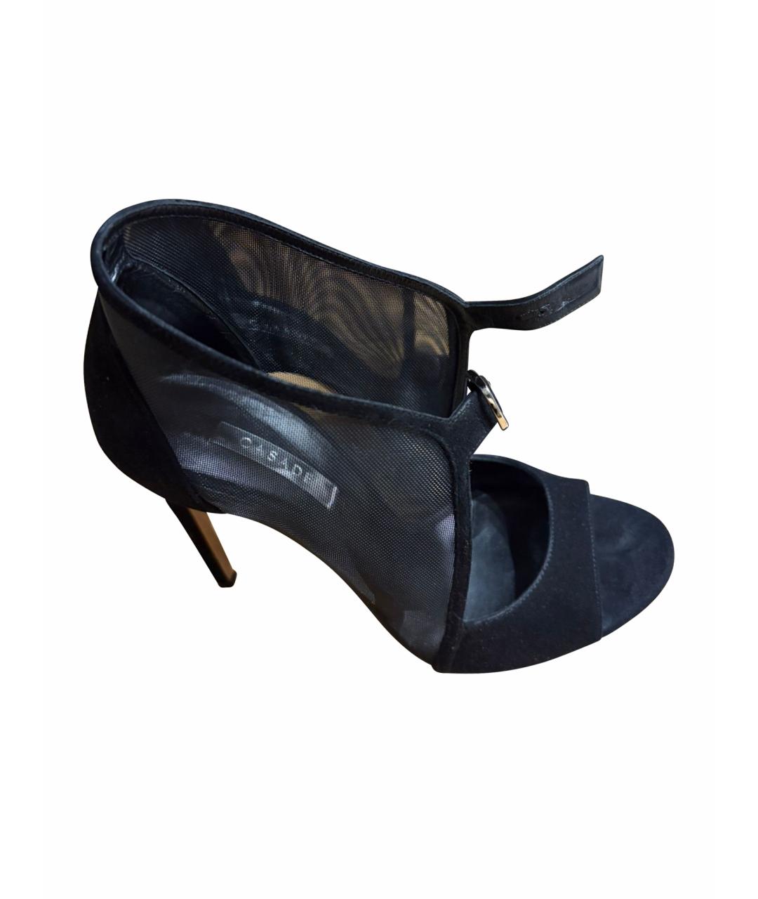 CASADEI Черные текстильные босоножки, фото 1