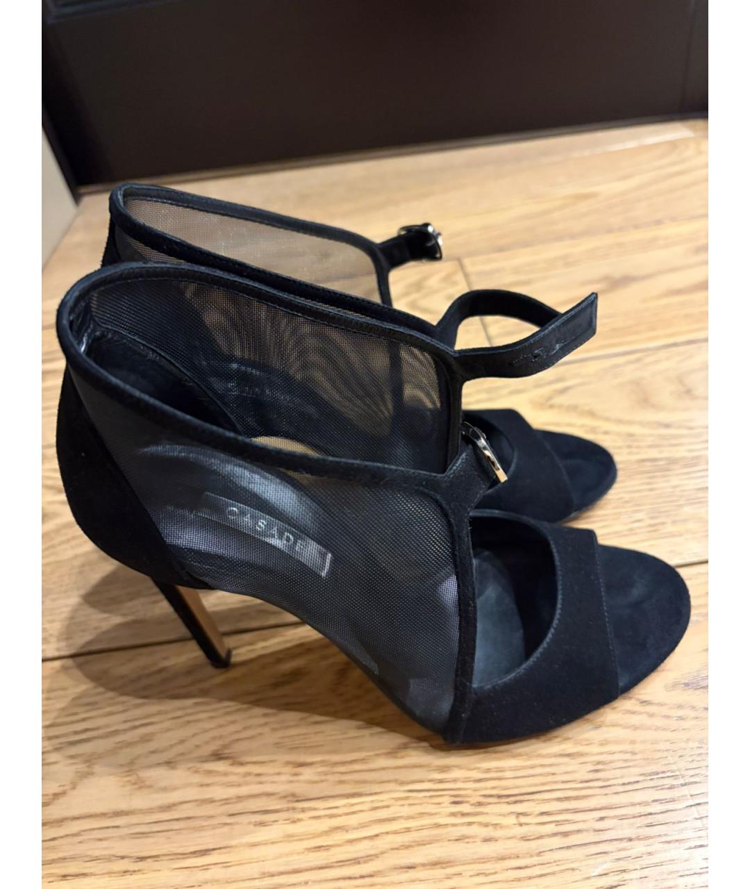 CASADEI Черные текстильные босоножки, фото 8