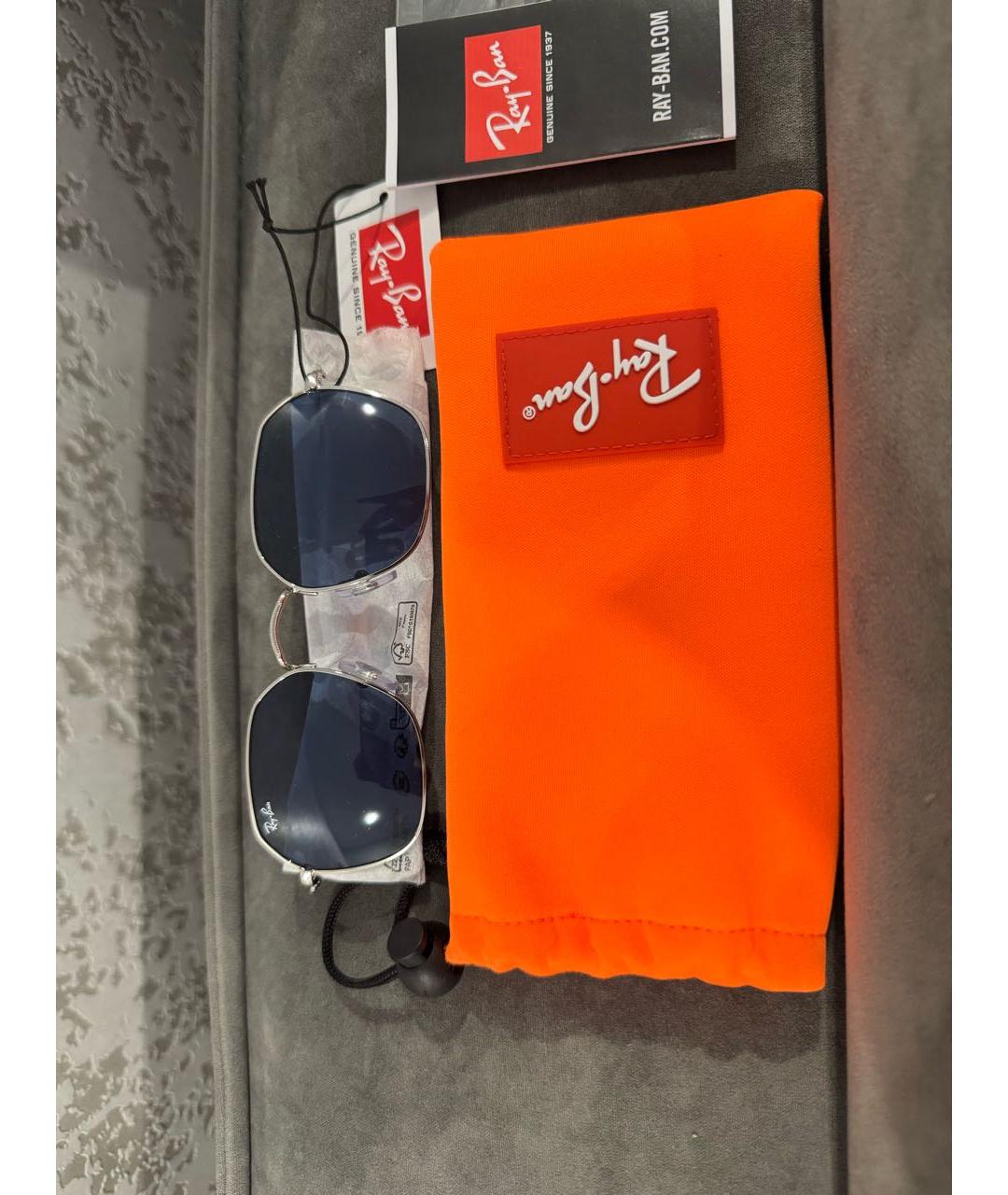 RAY BAN Серебряные металлические солнцезащитные очки, фото 5