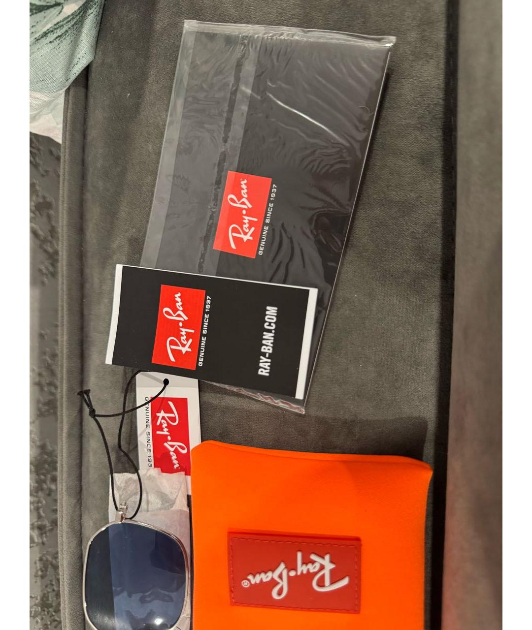 RAY BAN Серебряные металлические солнцезащитные очки, фото 6