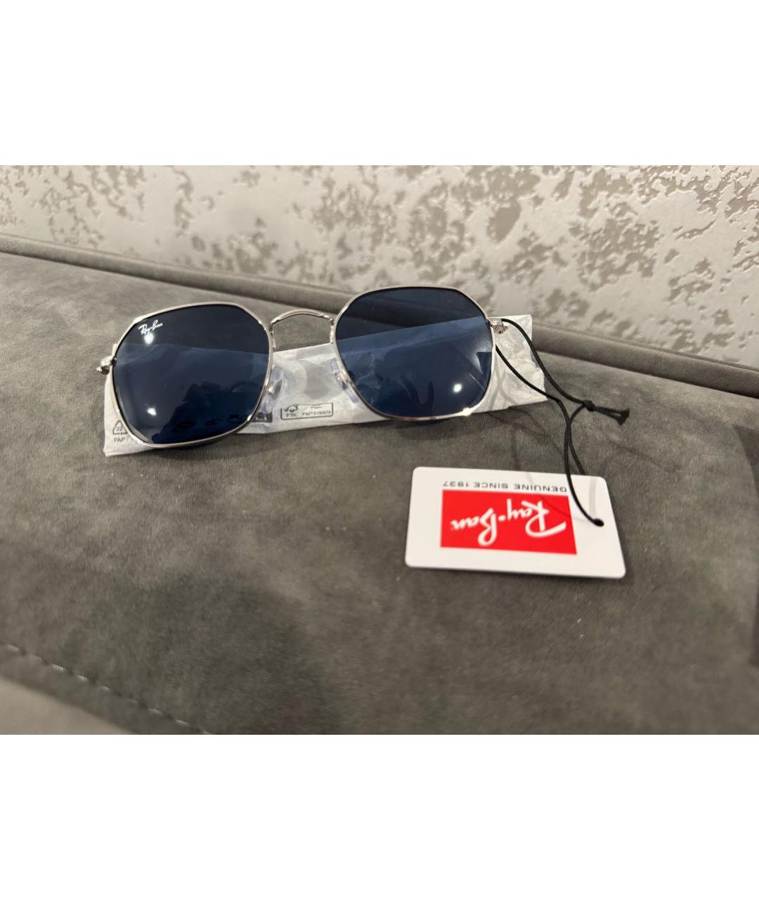 RAY BAN Серебряные металлические солнцезащитные очки, фото 7