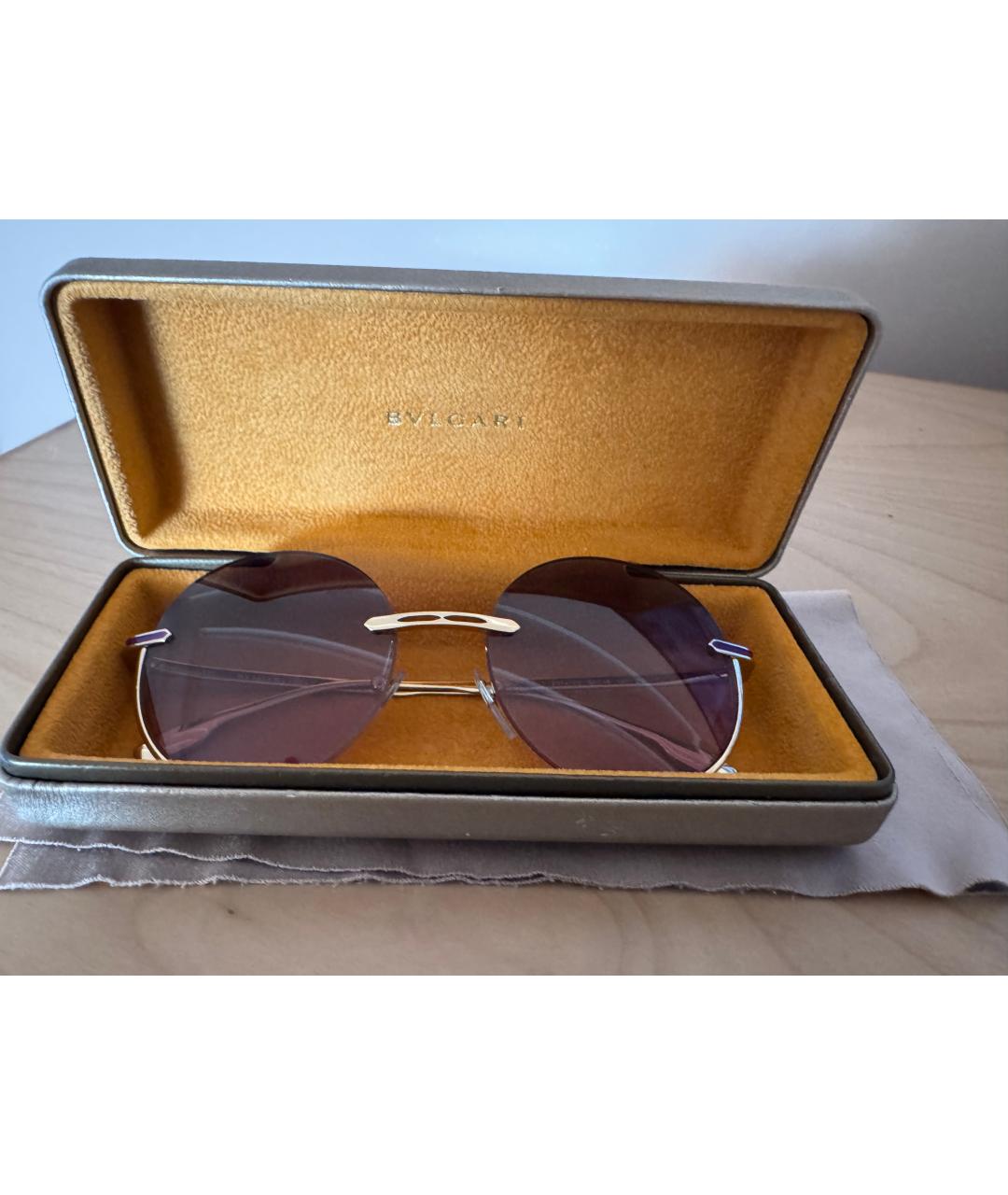 BVLGARI Золотые металлические солнцезащитные очки, фото 3