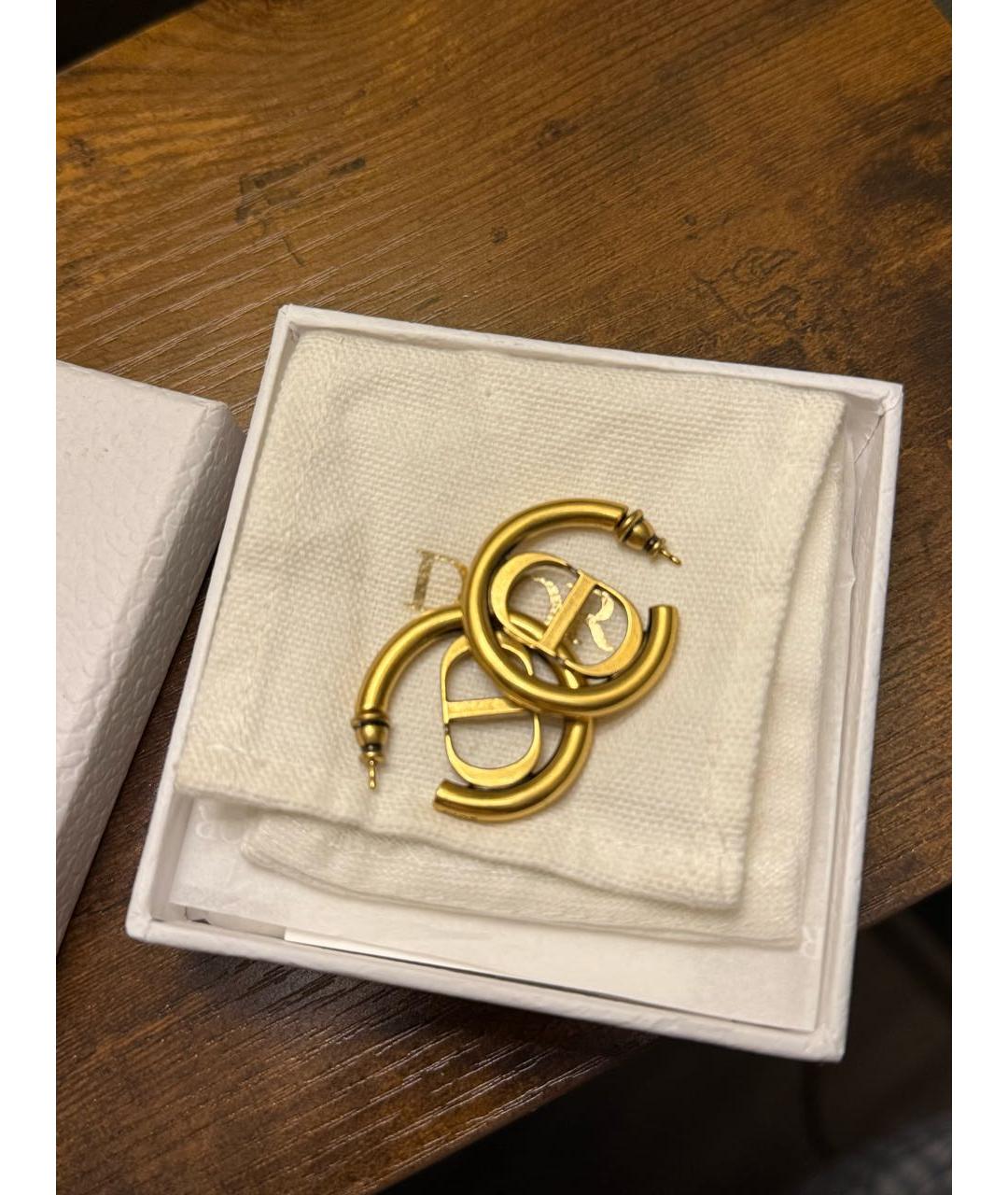 CHRISTIAN DIOR Золотые металлические серьги, фото 3