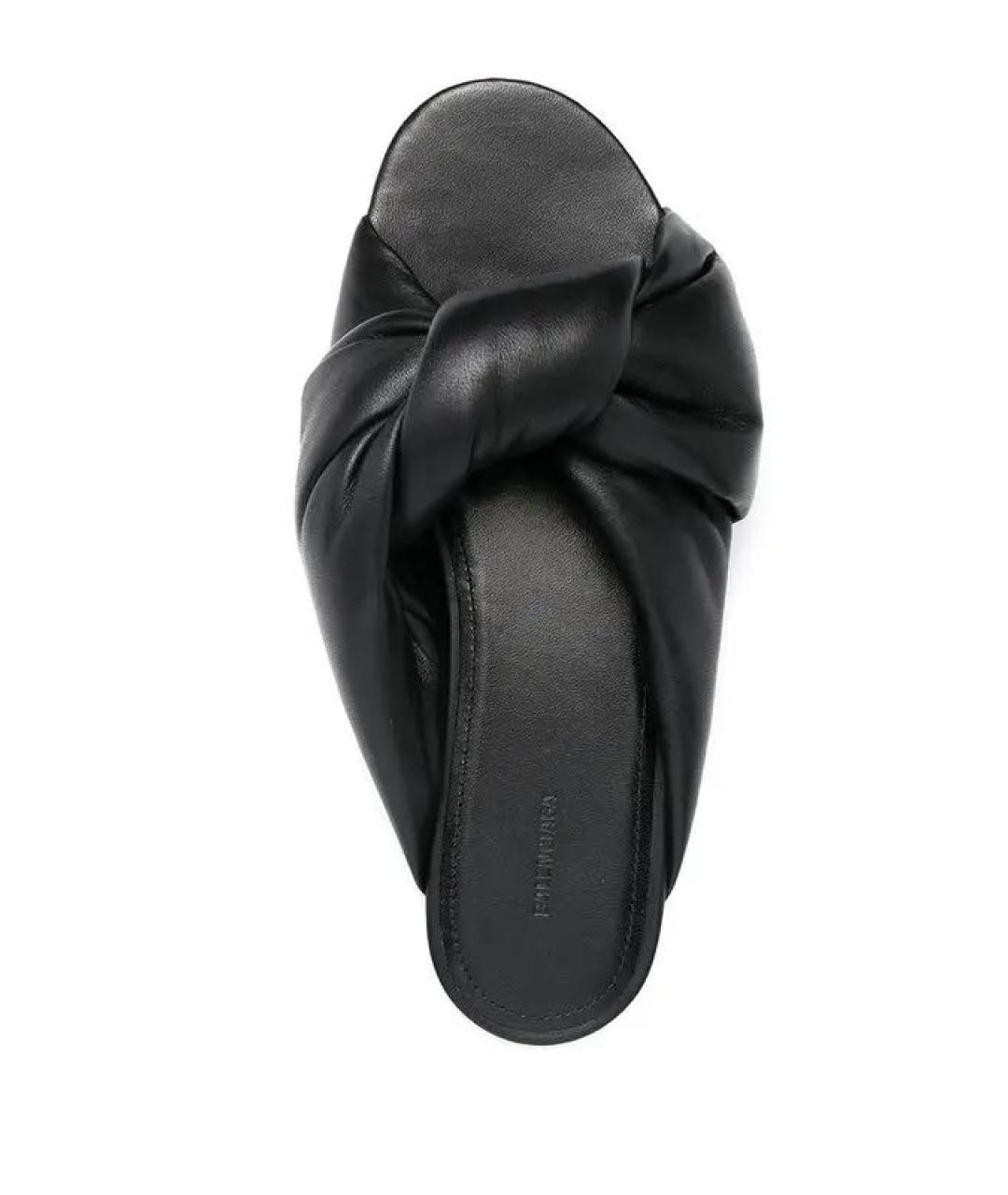 BALENCIAGA Черные кожаные шлепанцы, фото 2