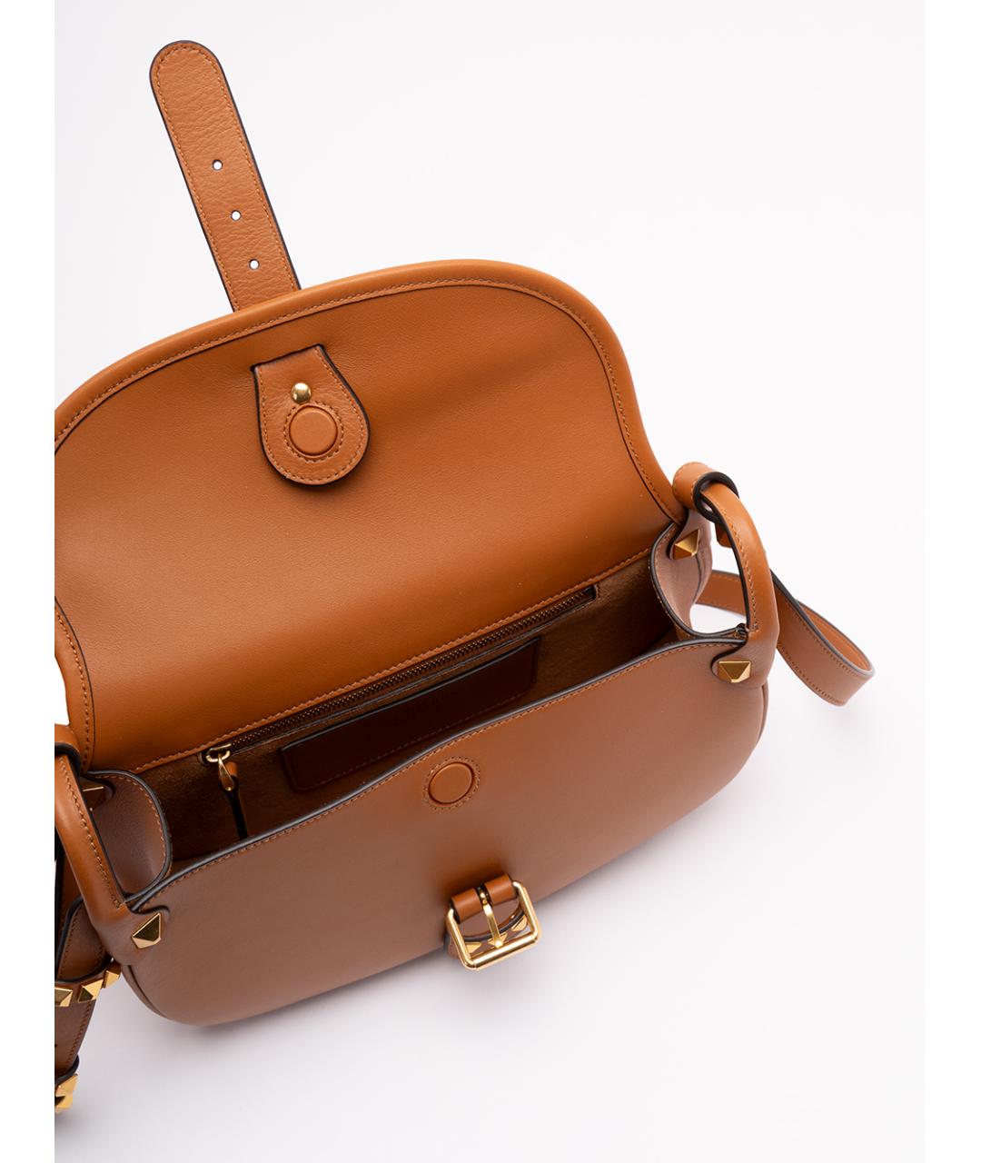 VALENTINO Коричневая кожаная сумка через плечо, фото 5