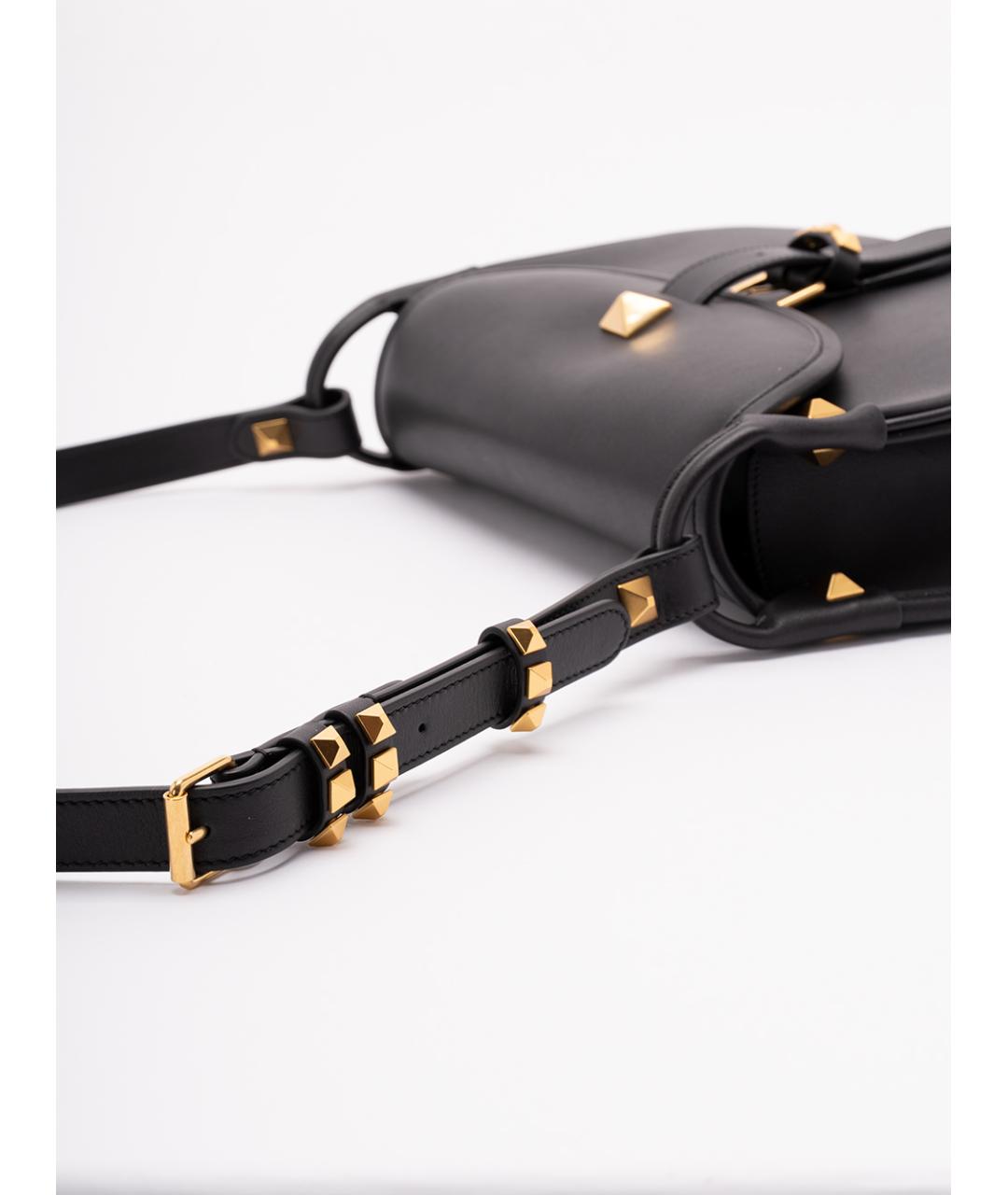 VALENTINO Черная кожаная сумка через плечо, фото 4