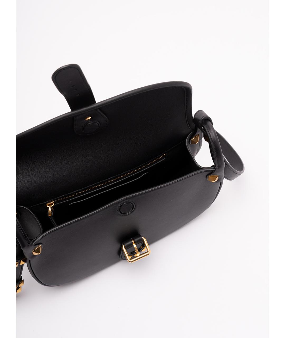 VALENTINO Черная кожаная сумка через плечо, фото 5