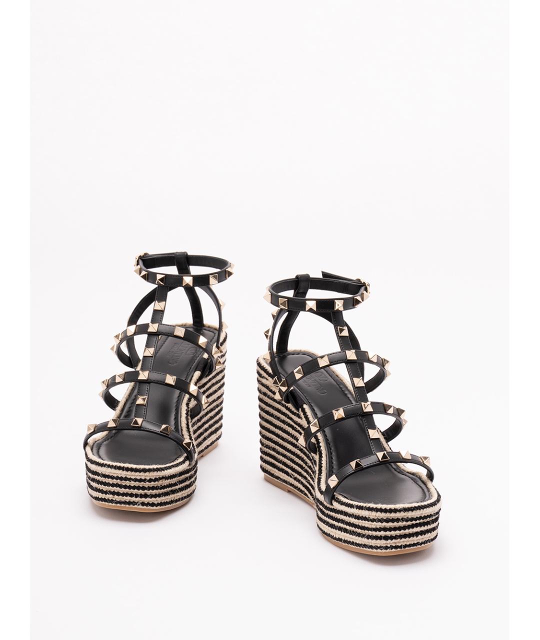 VALENTINO Черные кожаные босоножки, фото 2