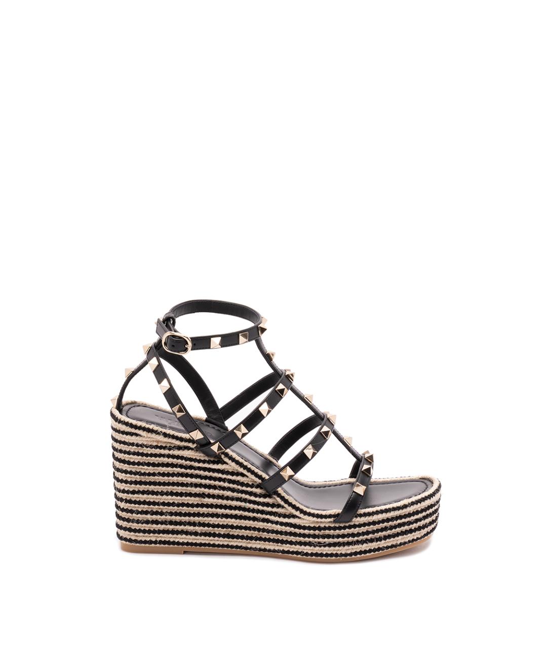 VALENTINO Черные кожаные босоножки, фото 1