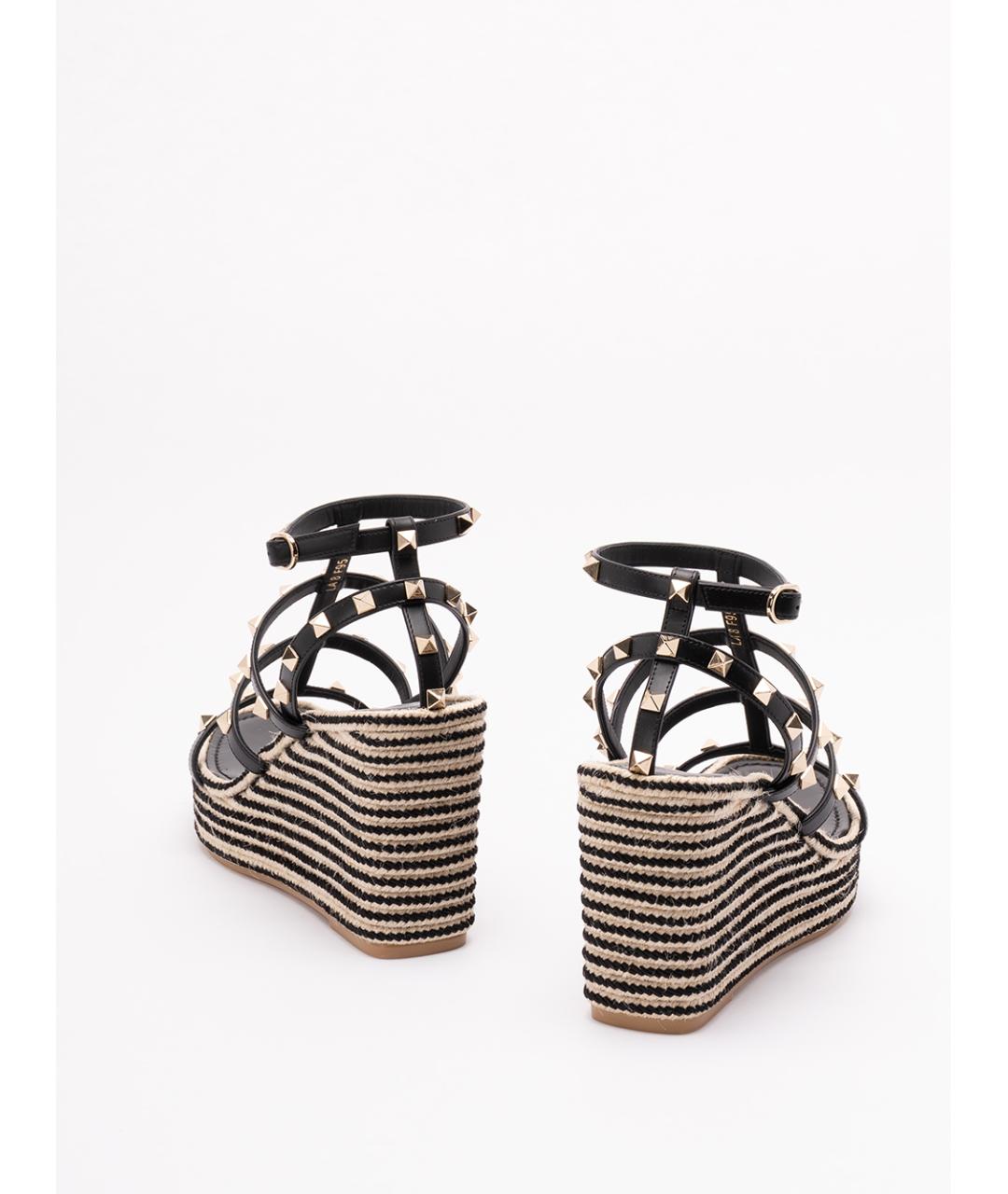 VALENTINO Черные кожаные босоножки, фото 3