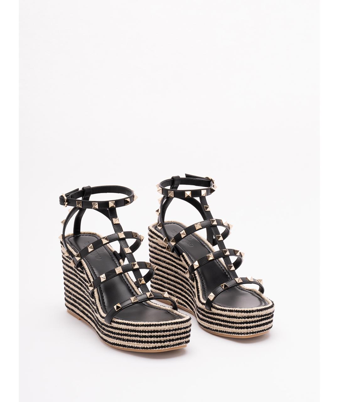 VALENTINO Черные кожаные босоножки, фото 5