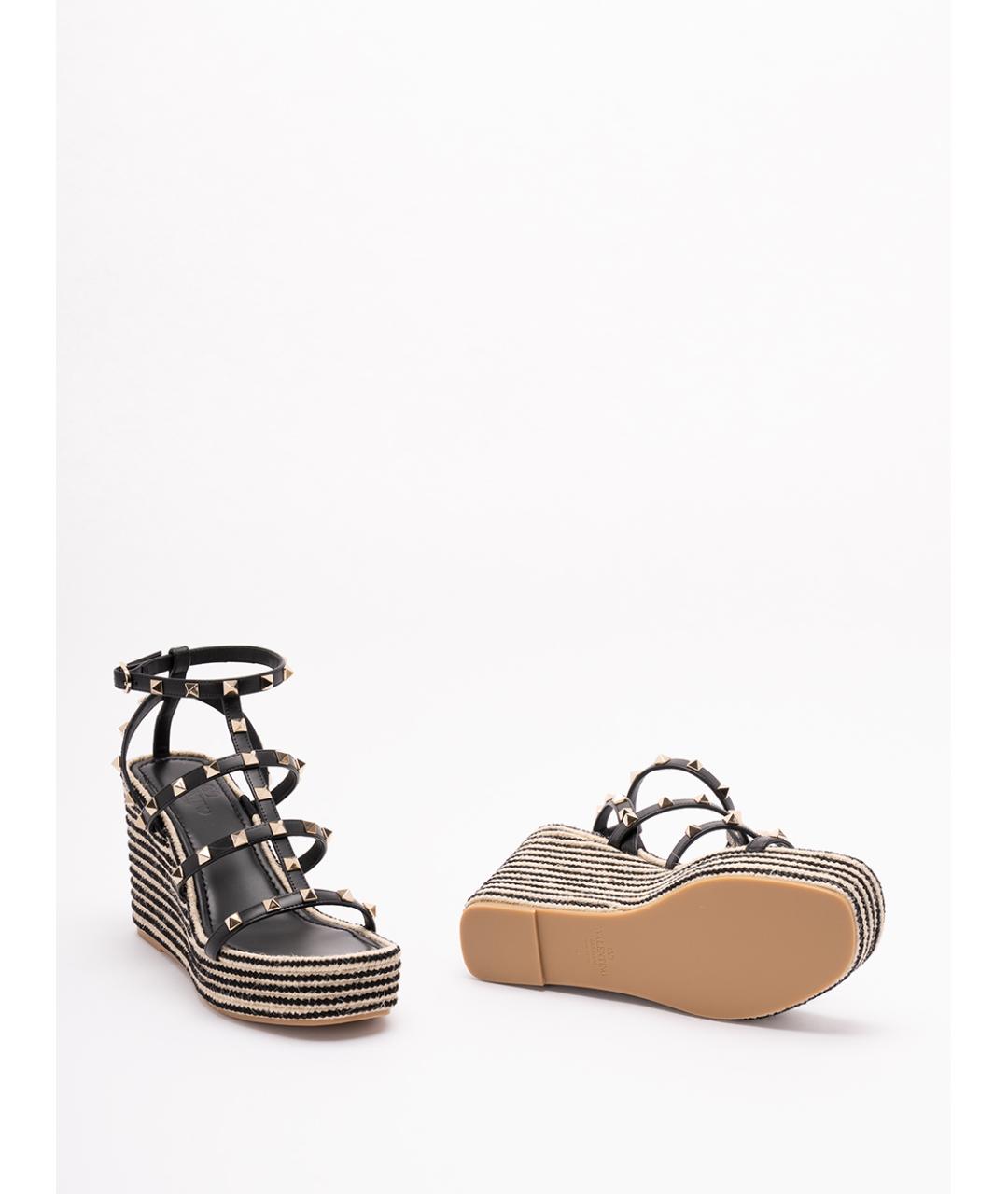 VALENTINO Черные кожаные босоножки, фото 4