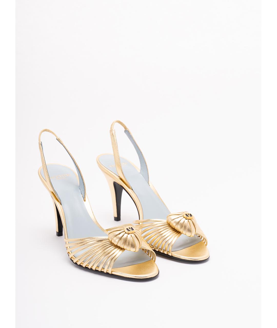 VALENTINO Золотые кожаные туфли, фото 5