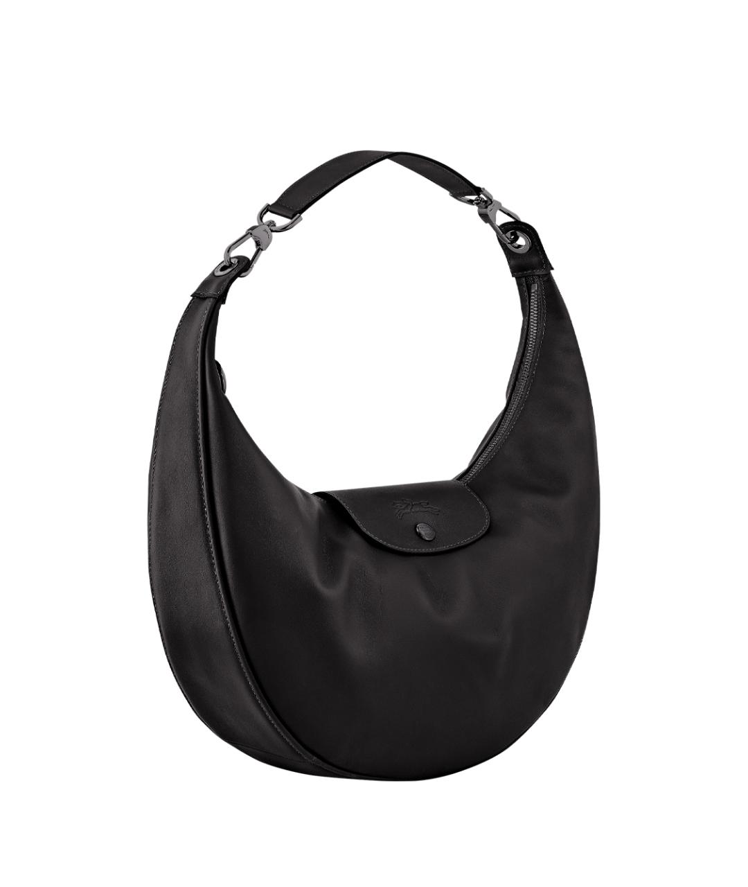 LONGCHAMP Черная кожаная сумка через плечо, фото 3