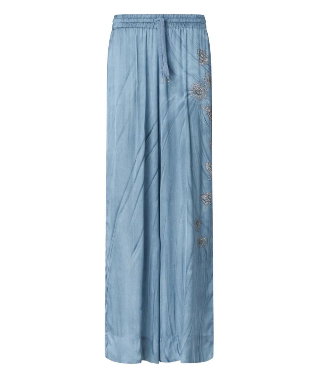 PINKO Голубые вискозные прямые брюки, фото 1