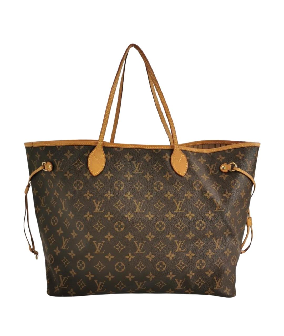 LOUIS VUITTON Коричневая кожаная сумка с короткими ручками, фото 1