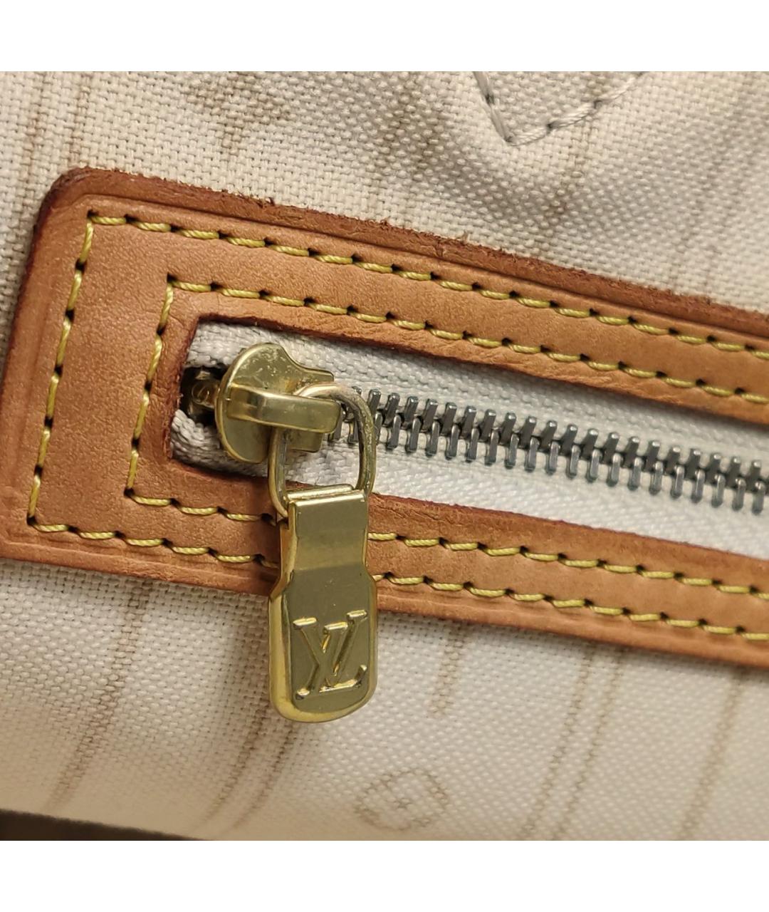 LOUIS VUITTON Бежевая кожаная сумка тоут, фото 8