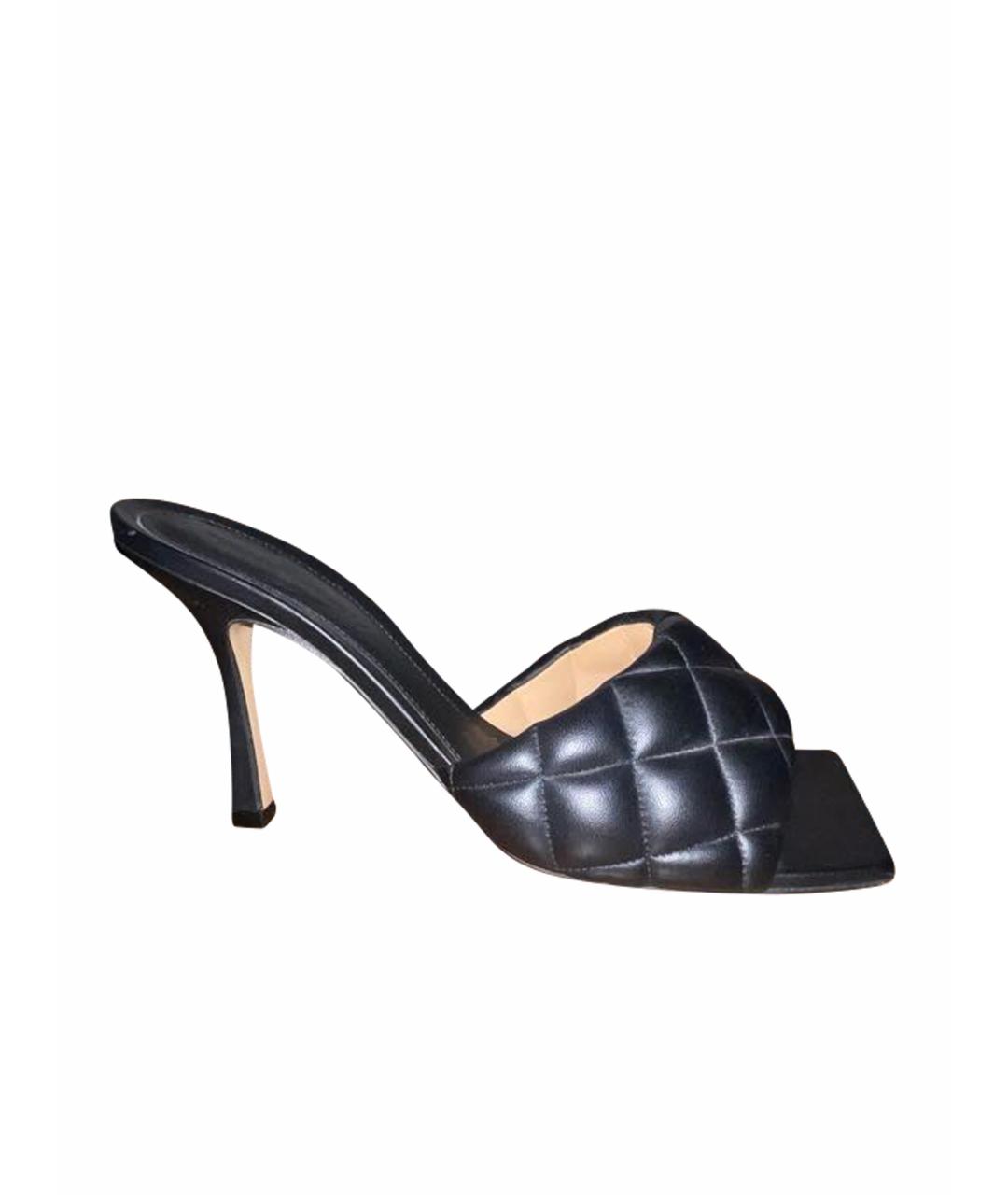 BOTTEGA VENETA Черные кожаные мюли, фото 1