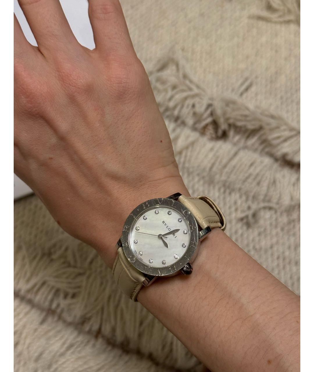 BVLGARI Бежевые кожаные часы, фото 4