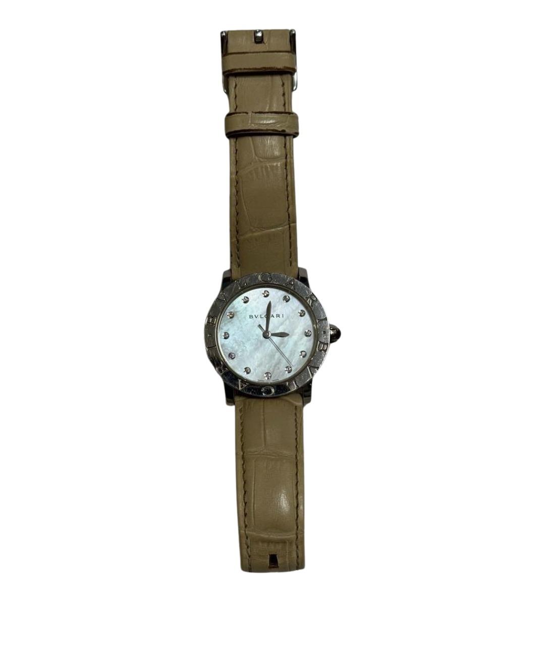 BVLGARI Бежевые кожаные часы, фото 1
