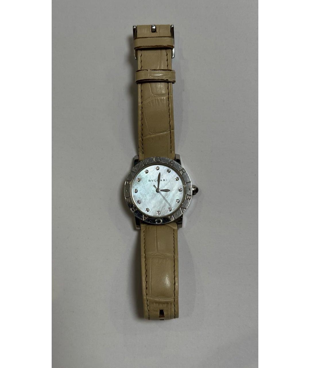 BVLGARI Бежевые кожаные часы, фото 5