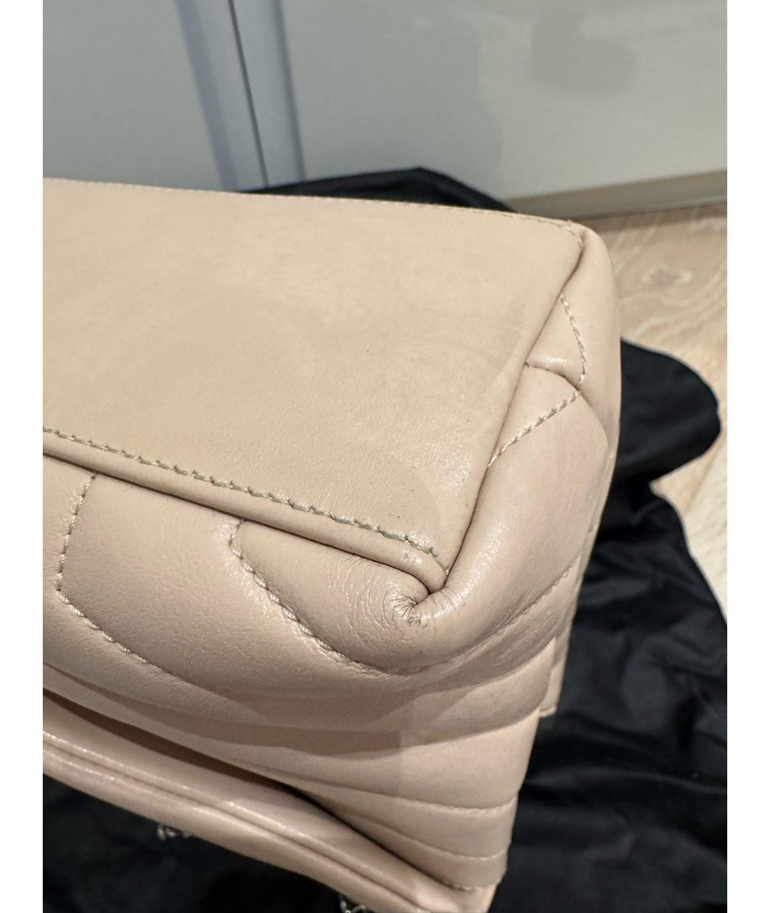 SAINT LAURENT Бежевая кожаная сумка через плечо, фото 6