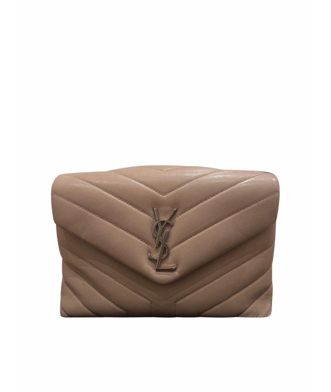 SAINT LAURENT Бежевая кожаная сумка через плечо, фото 1