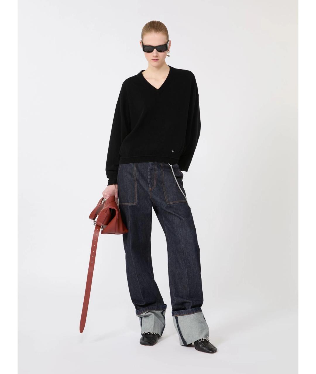 SPORTMAX Синие хлопковые джинсы клеш, фото 2