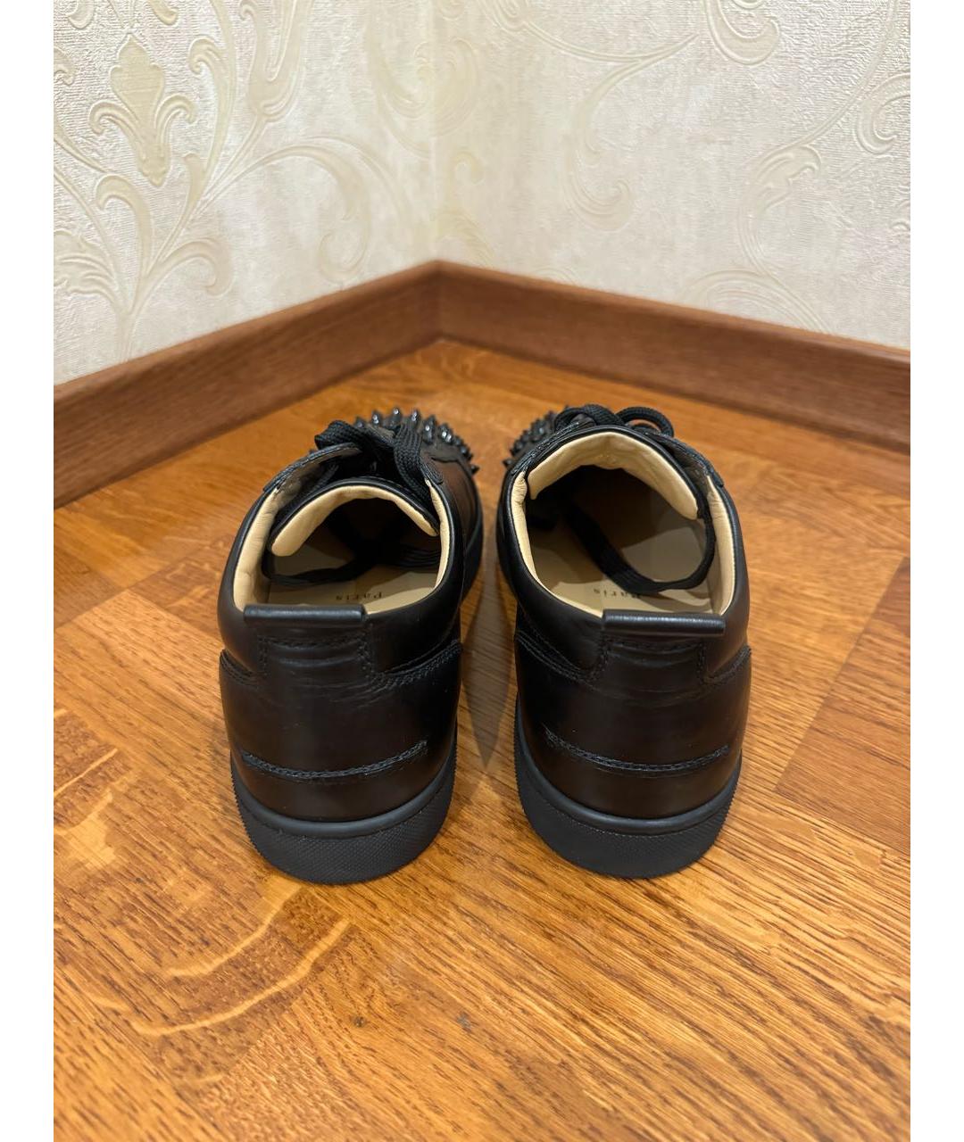 CHRISTIAN LOUBOUTIN Черные кожаные низкие кроссовки / кеды, фото 4